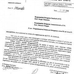 Lettera Direzione Generale ASL/BA