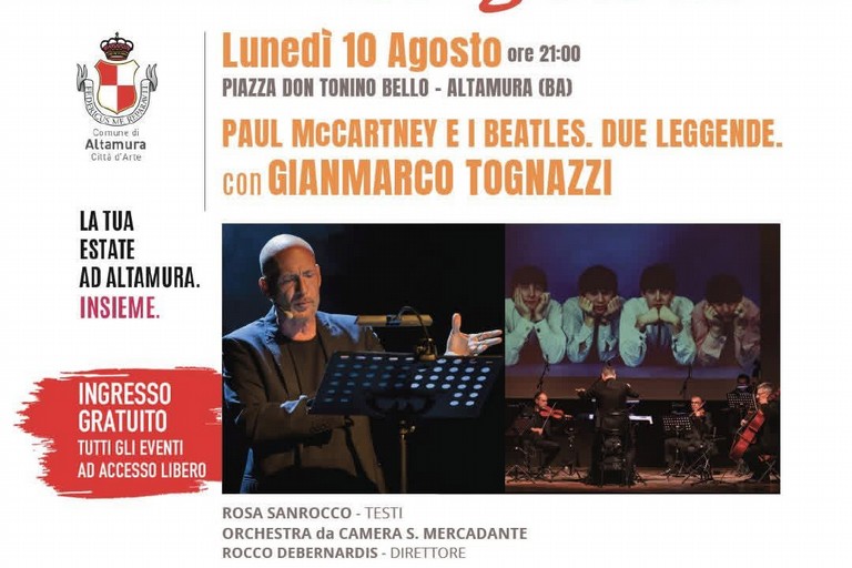 Altamura in scena 2026: Gianmarco Tognazzi in "Paul McCartney e i Beatles"