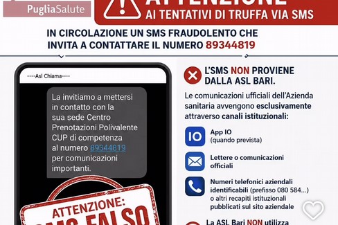Asl Bari avvisa: attenti alle truffe